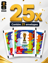 25 Pacotes de Figurinhas Panini Copa Do Mundo Fifa 2026 (175 Unidades)