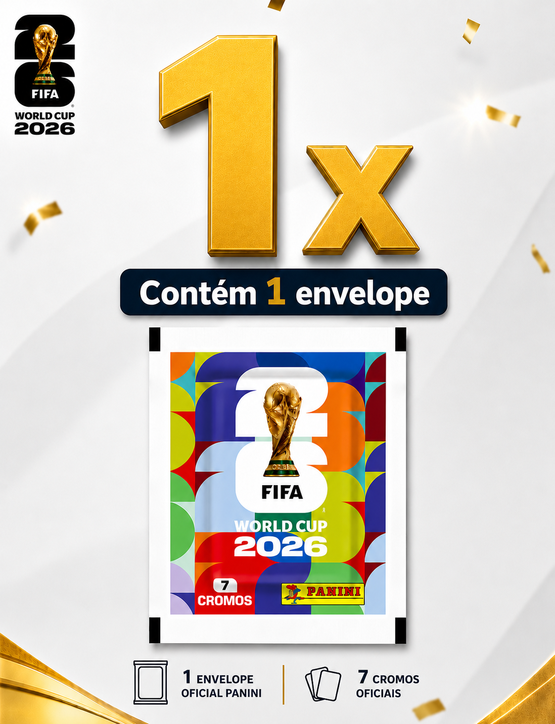 1 Pacote de Figurinhas Panini Copa Do Mundo Fifa 2026 (7 Unidades)