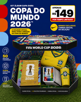 Kit Torcedor Oficial Copa 2026 - Álbum Capa dura + 50 Pacotes de Figurinhas + Brindes