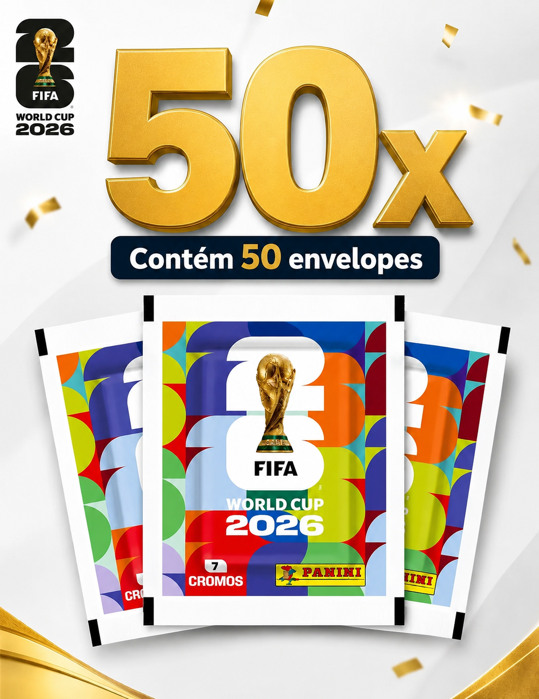 50 Pacotes de Figurinhas Panini Copa Do Mundo Fifa 2026 (350 Unidades)
